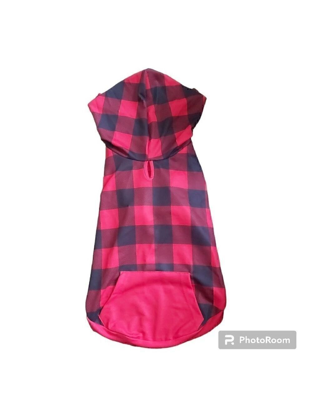 RED/BLACK Plaid Dog Hoodie Polyester Blend Shirt - Size Large